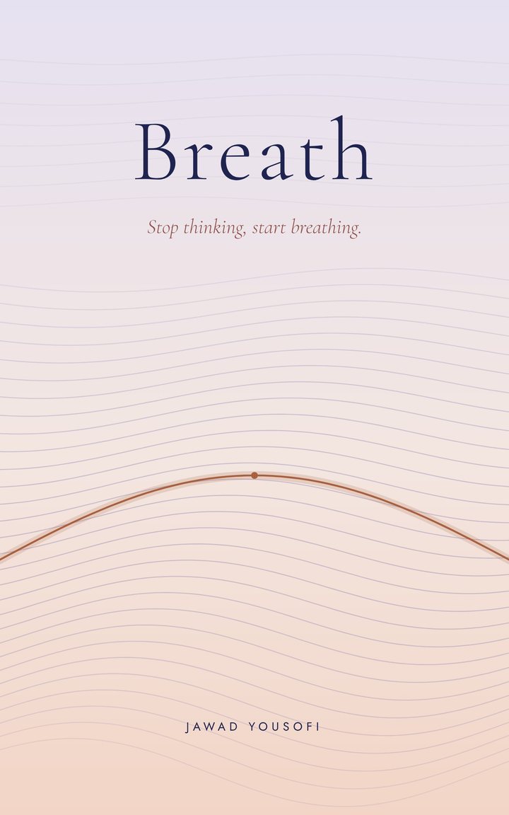 Breath book cover: one fine line rising and falling like a breath